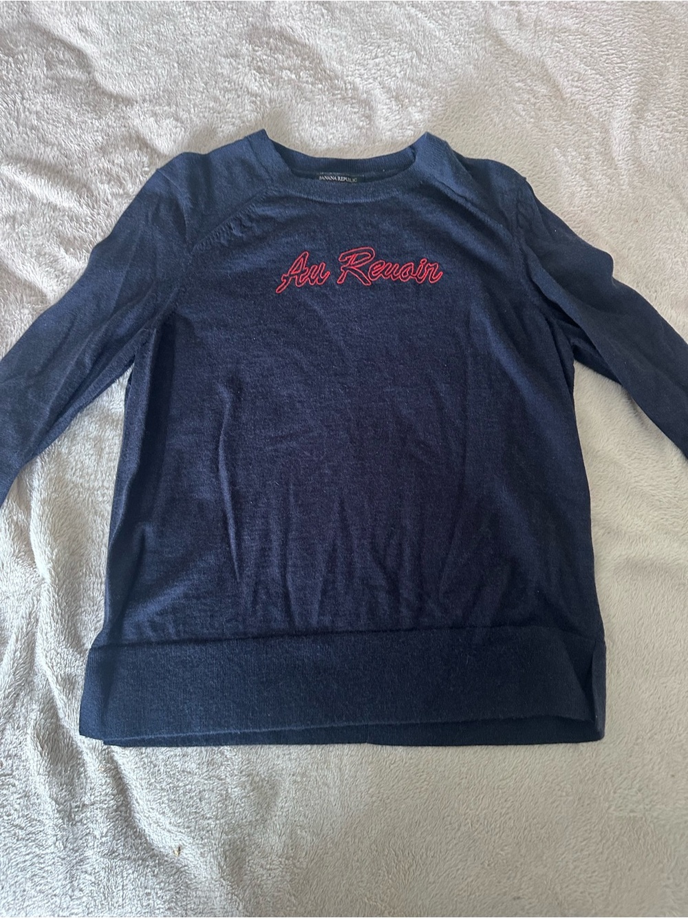 Banana Republic Navy Crewneck Sweater with Red Script